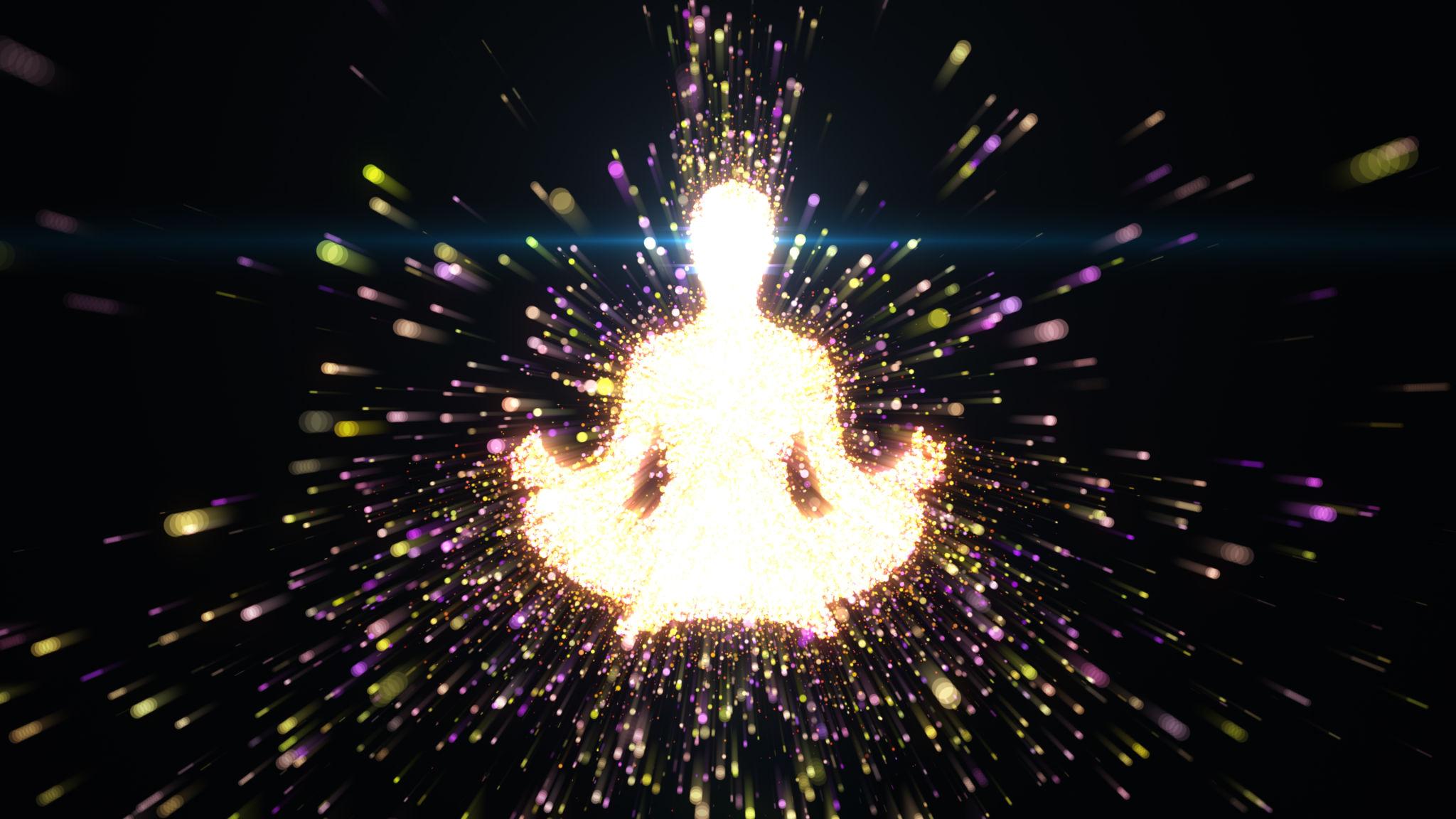 Meditation, zen and yoga with glowing light