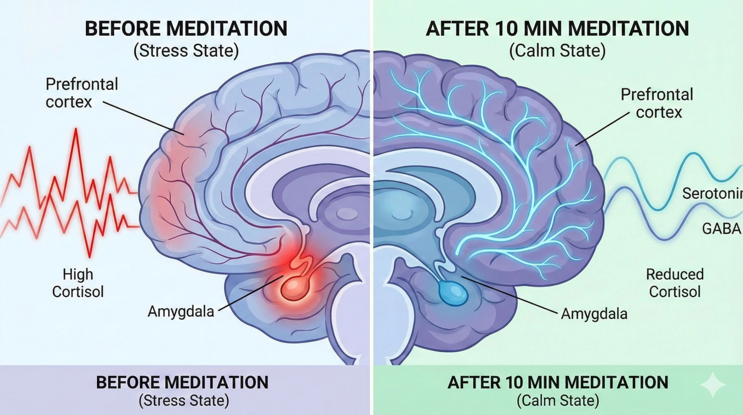 Scientific infographic comparing human brain activity
