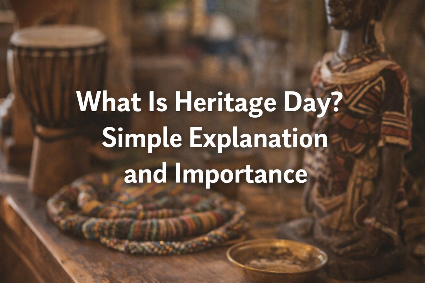 What is Heritage Day thumbnail with cultural objects and traditional elements, symbolizing cultural heritage, identity, traditions, and importance of preserving history