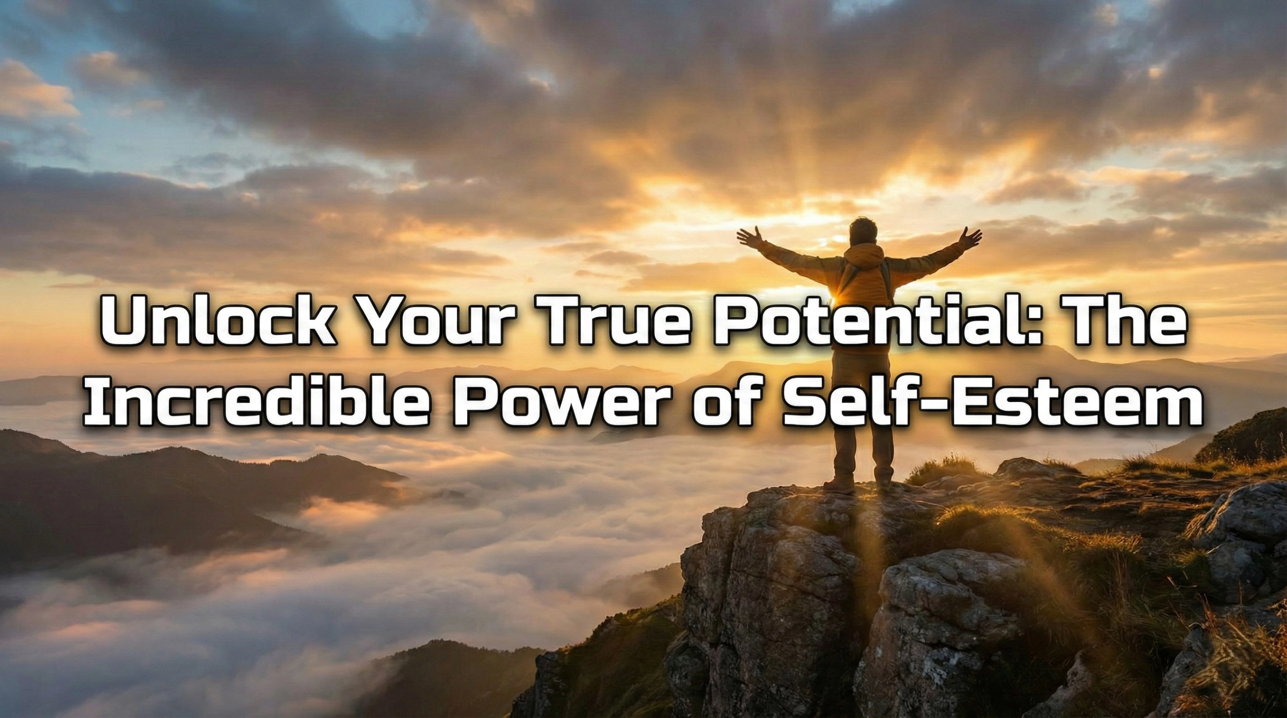 Motivational blog header featuring a person on a mountain peak at sunrise with the title: 