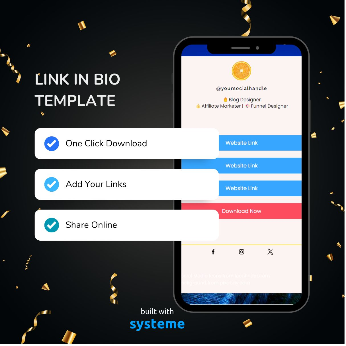 Link In Bio - Free Template Download (Systeme.io)⬇️